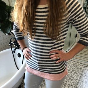 Navy and cream striped sweater